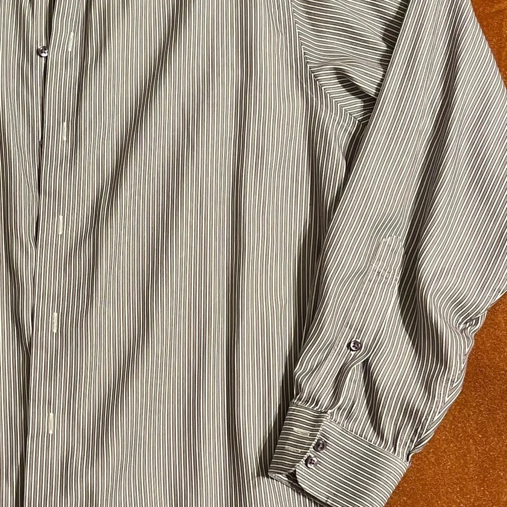 Jos A Bank gray and white striped dress shirt. Size 16 1/2 : 36 - Picture 4 of 4